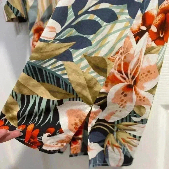 Soft Surroundings Striped Tropical Print Cotton Tunic Top Blouse Size XS - Picture 8 of 9